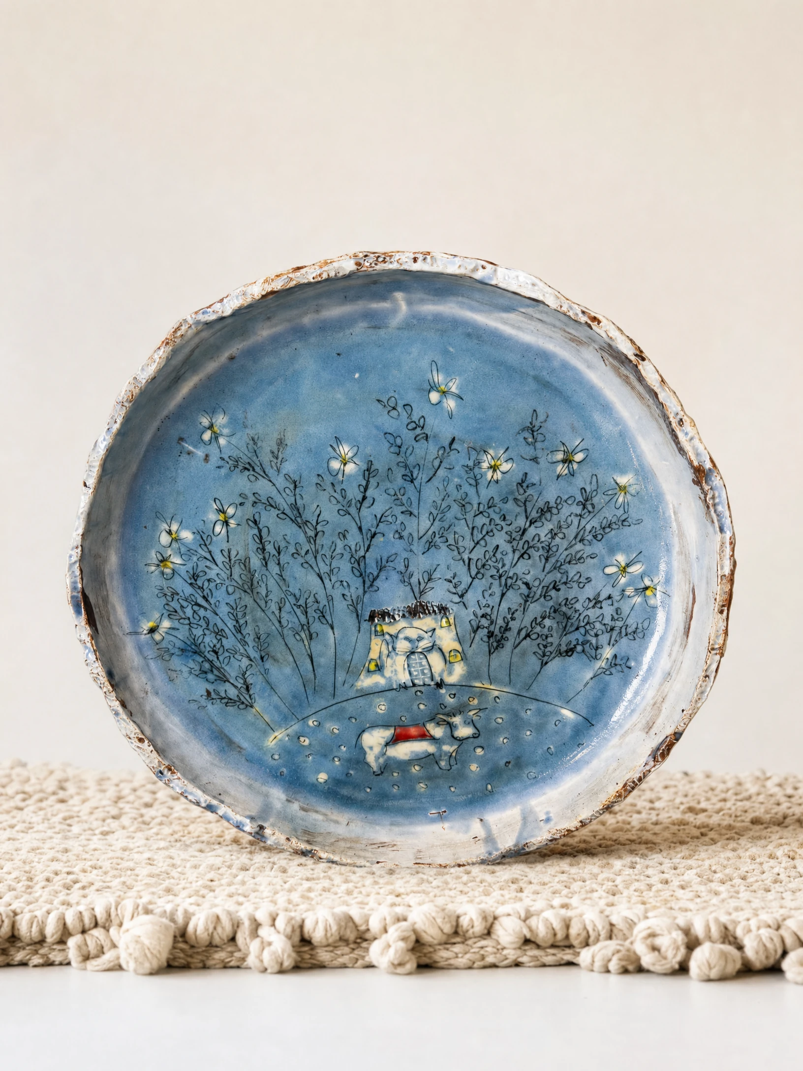 Piatto “Casetta con mucca” di Ceramica Olianas